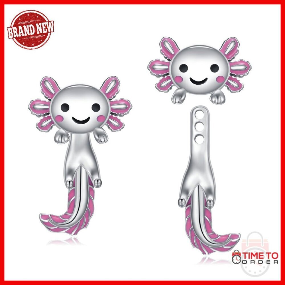 925 Sterling Silver Axolotl Earrings 13x18mm Hypoallergenic Gift